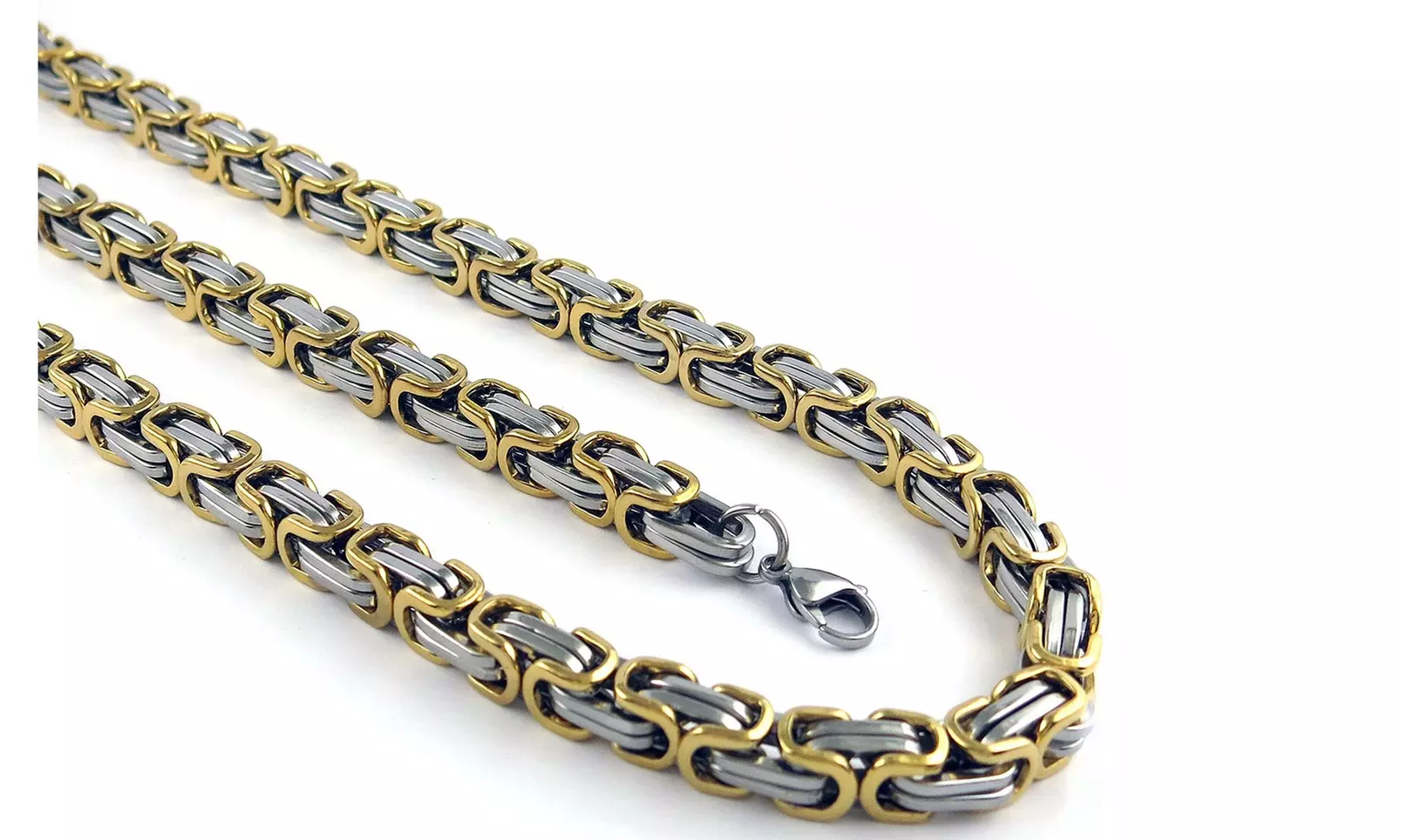 Men's Stainless Steel 24 Inch Byzantine Necklace Multiple Styles Available 