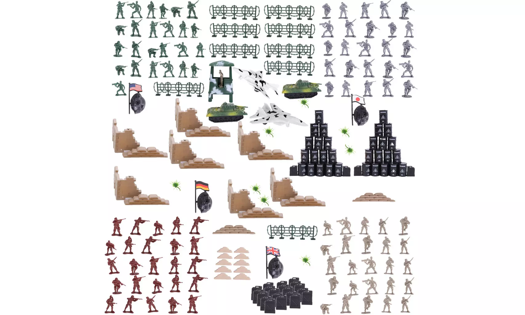 250 Piece Military Playset Includes Tanks And Planes And Battlefield Tools - Second Medium