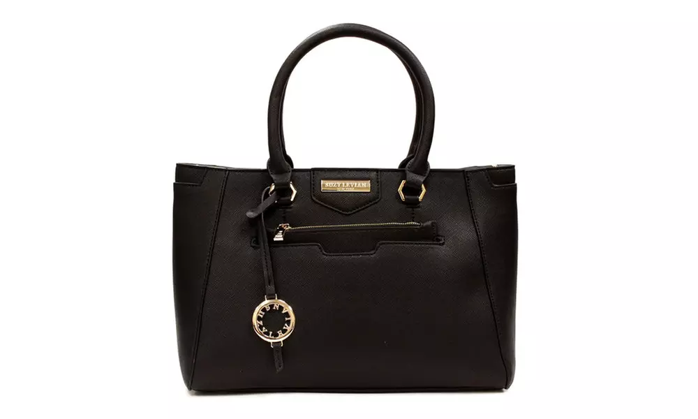 Suzy Levian Saffiano Faux Leather Satchel Handbag - Primary Image
