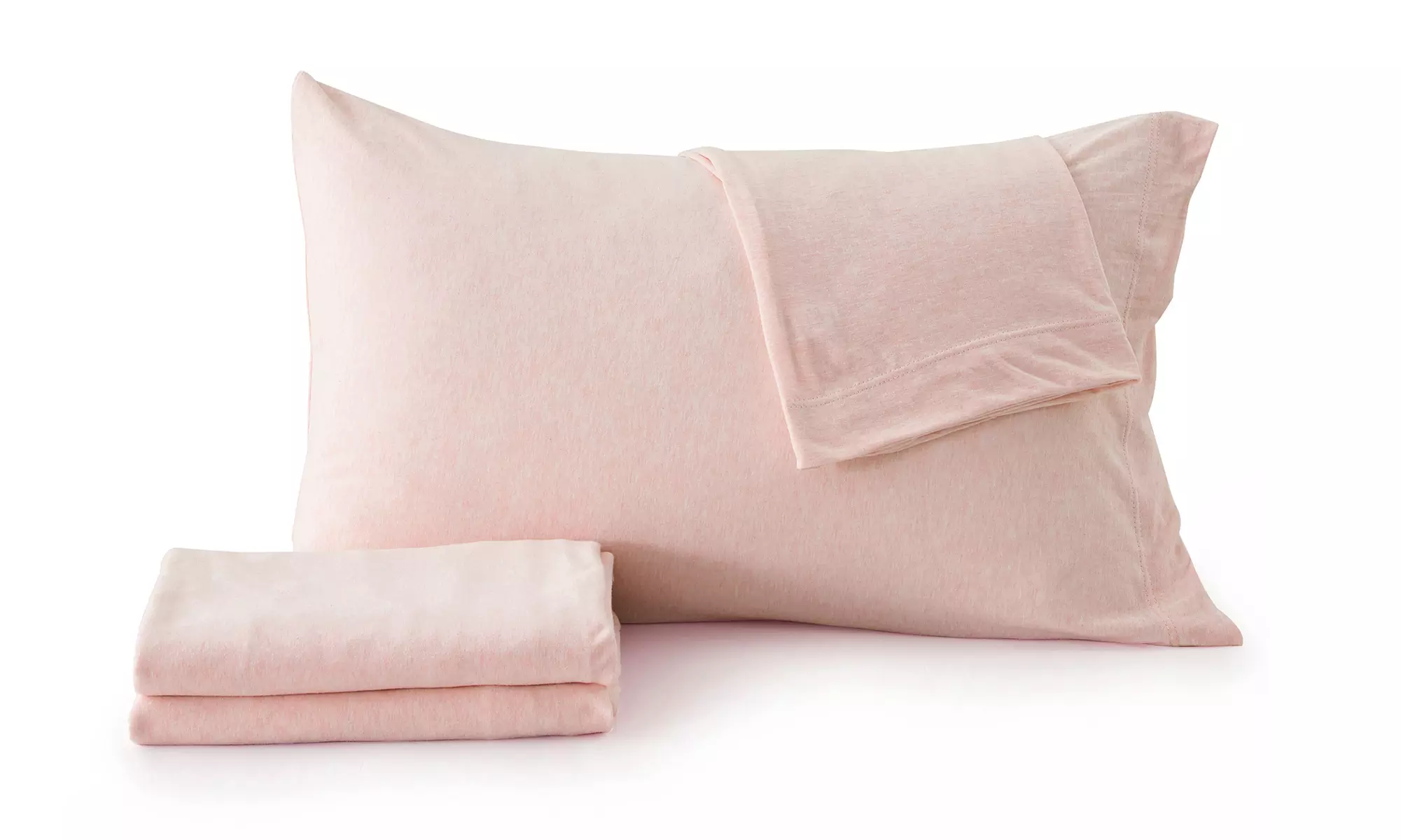 FreshFolds Ultra-Soft Cotton Heathered Melange Jersey Knit Sheet Set