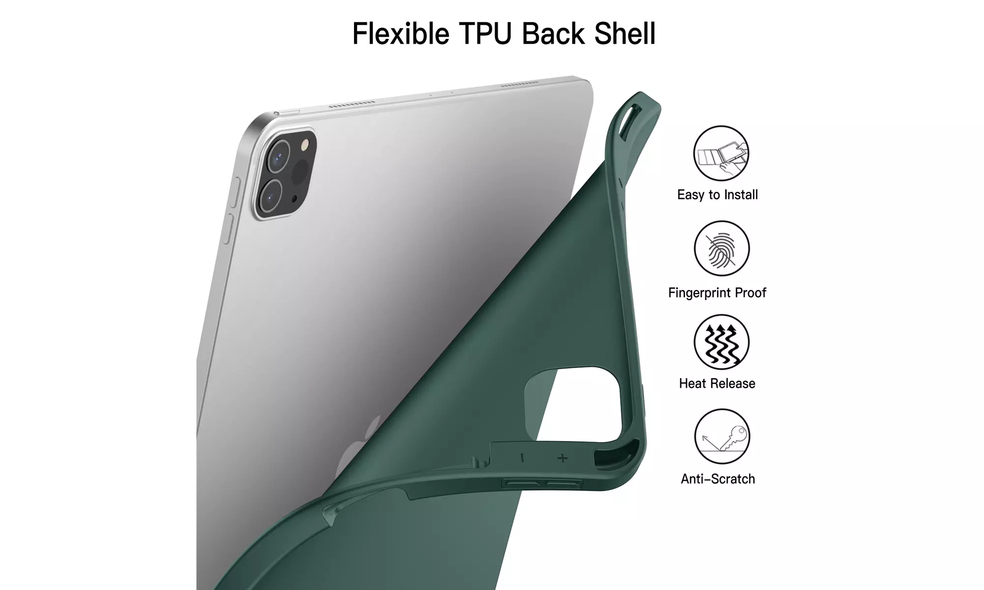 iPad Pro 12.9'' (2022/2021) Case with Pencil Holder, Support 2nd Pencil Charging