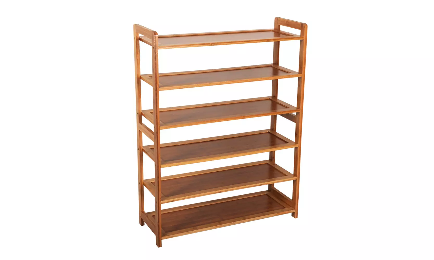 Concise Rectangle Bamboo Shelf 6 Tiers Entryway Storage Shoe Rack Organisers - Primary Image