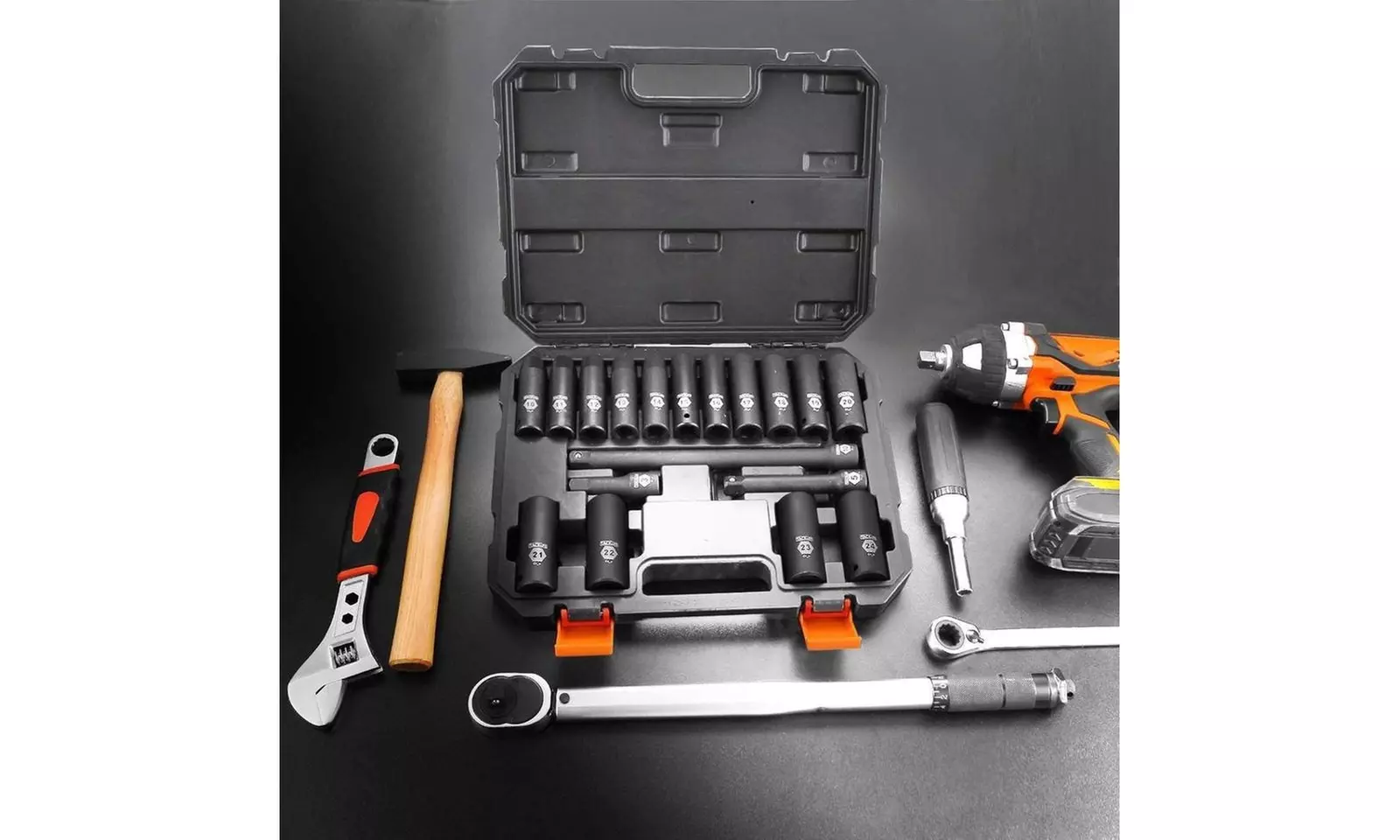 TACKLIFE 18pcs 1/2-inch Drive Deep Impact Socket Set - Second Medium