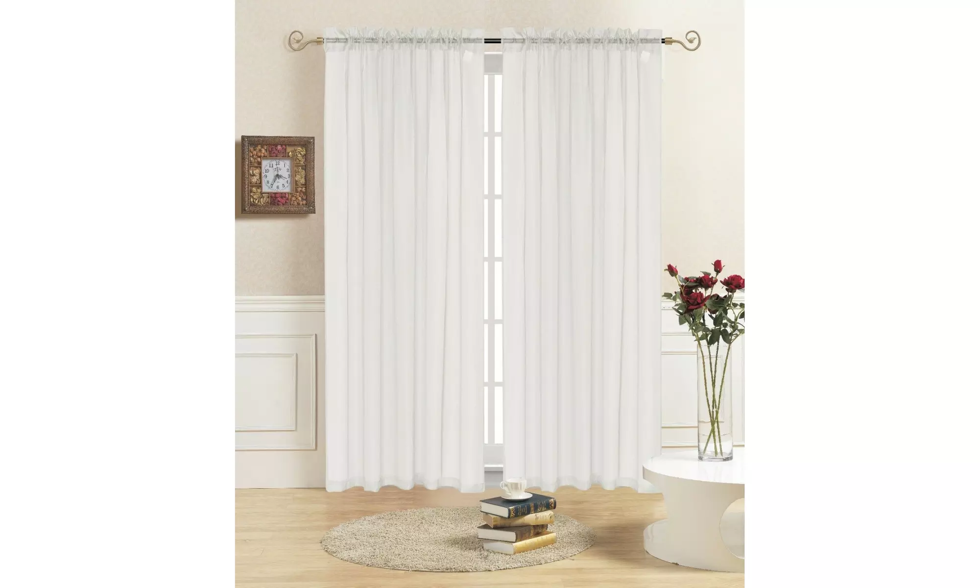 Lisa Sheer Curtains Voile Polyester Window Curtain Panel Grommet Top 55" X 84" 