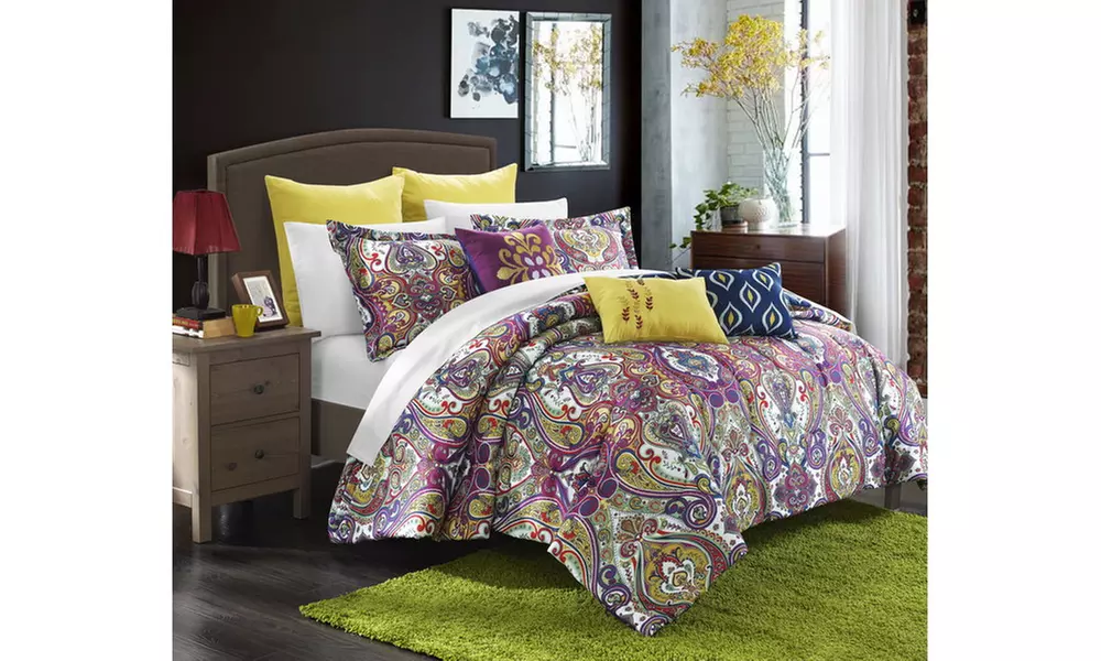 12 or 8 or 6 Piece Kolkata Global Inspired Reversible Comforter Set - Primary Image