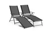2 Piece Patio Folding Chaise Lounge Chairs w/ 6-Level Backrest Reclining Chairs - Second Medium