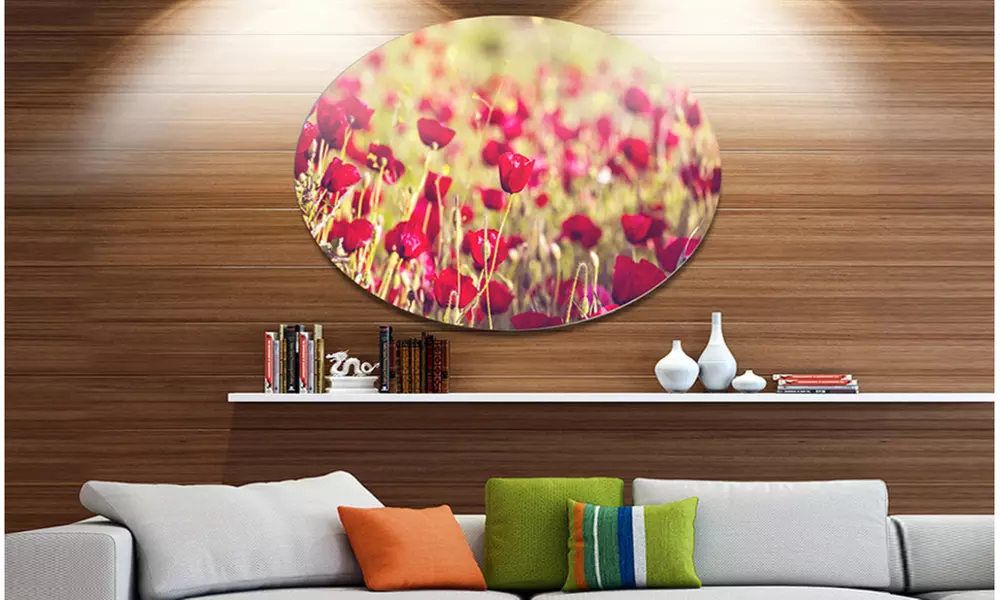 Fantastic View of Wild Poppy Flowers' Large Flower Oversized Metal Circle - Primary Image