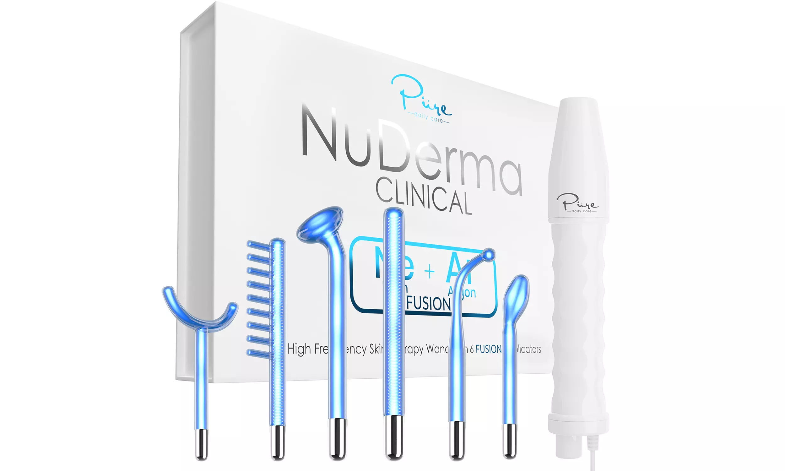 NuDerma Clinical Skin Therapy popular Wand with 6 Fusion Applicators