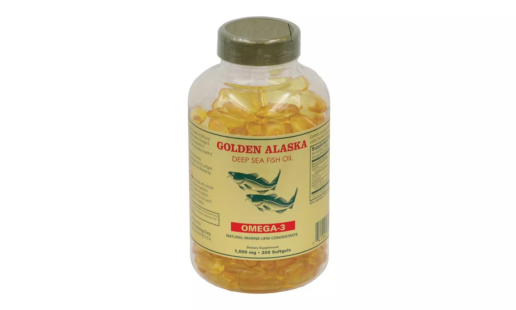 Alaska Deep Sea Fish Oil, Omega 3, DHA/EPA 1000 mg 200 Softgels - Second Medium