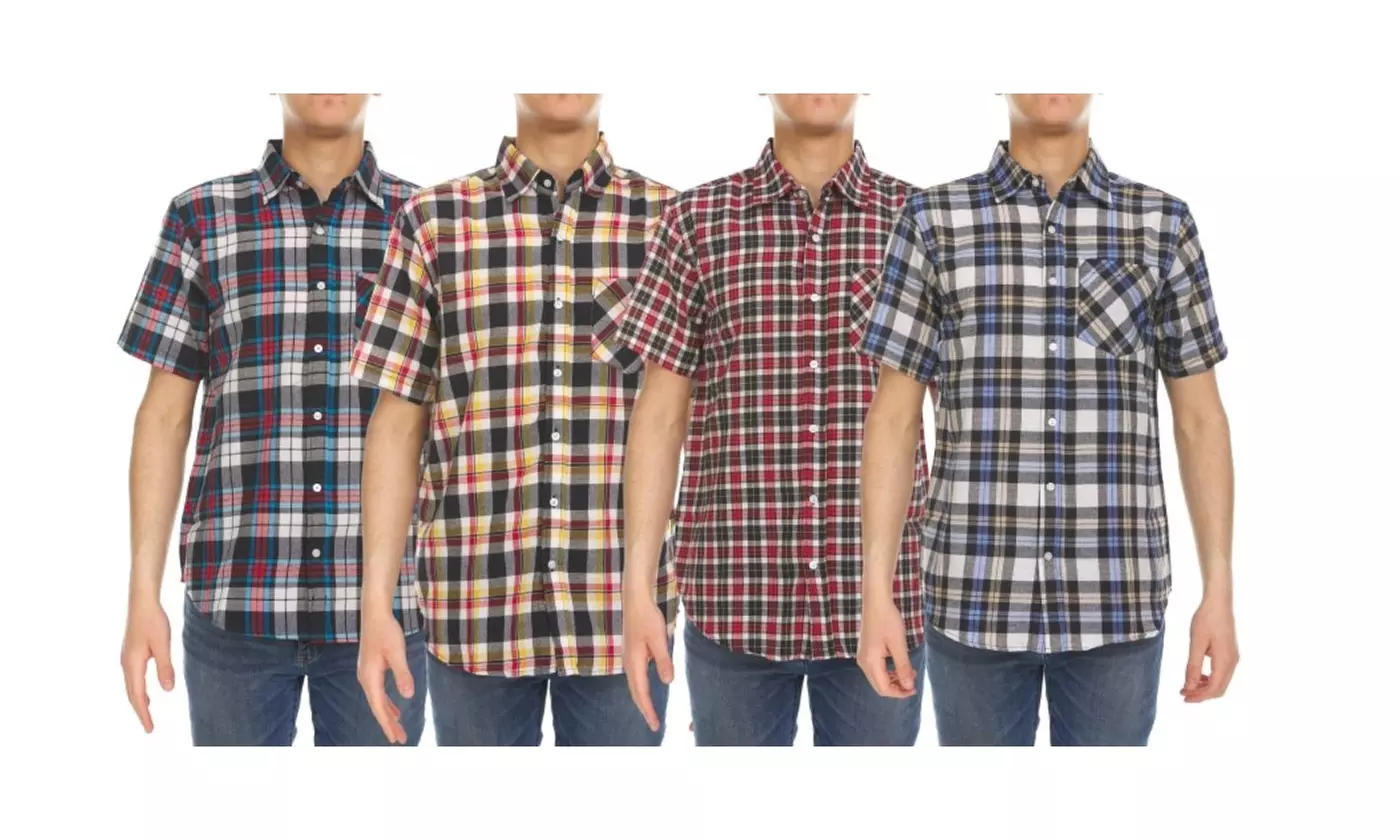 (2-Pack) Men's Short Sleeve Patterned Button Down Shirts - Primary Image