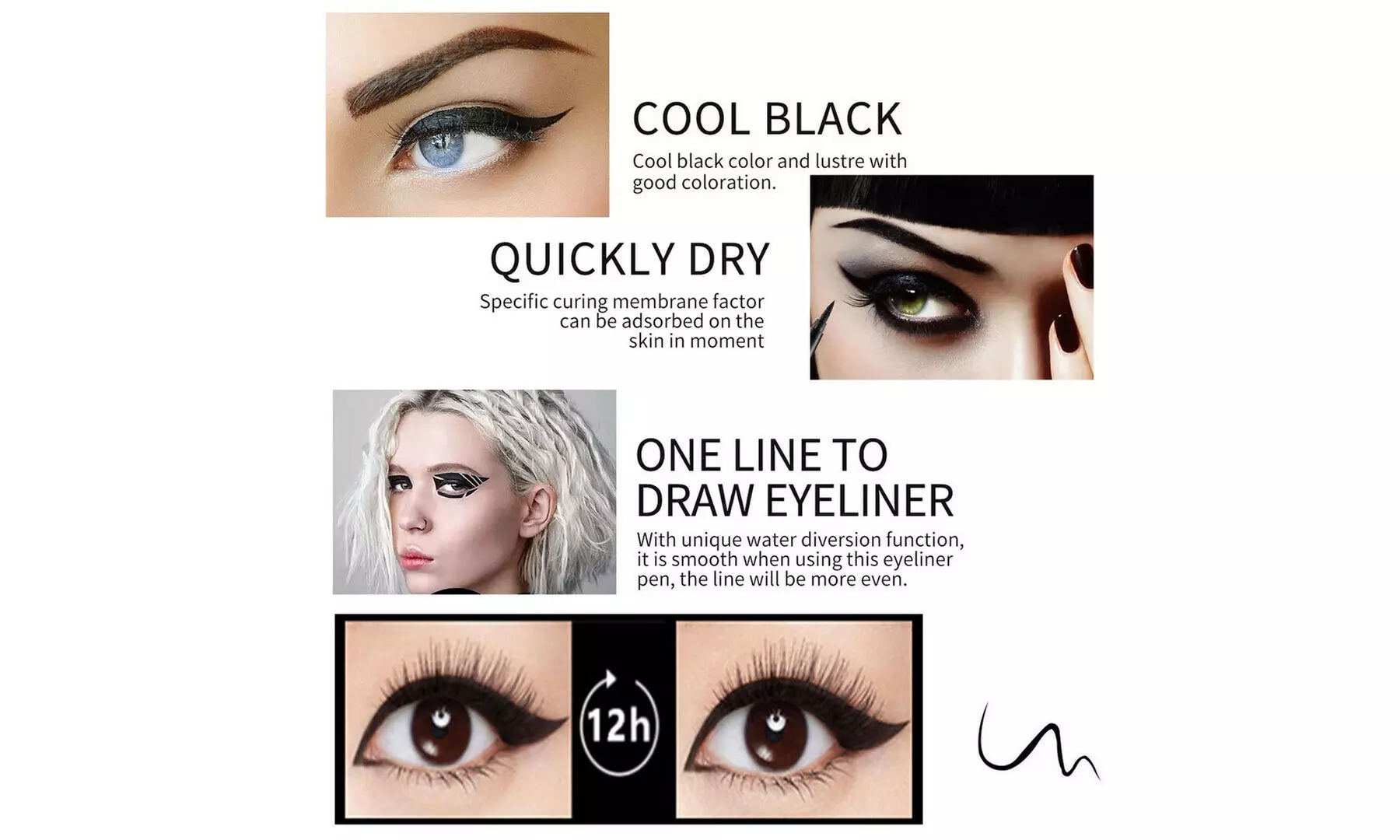 1-2 Pack Colorful Eyeliner Waterproof Long Lasting Liquid Eye Liner Pen Tool