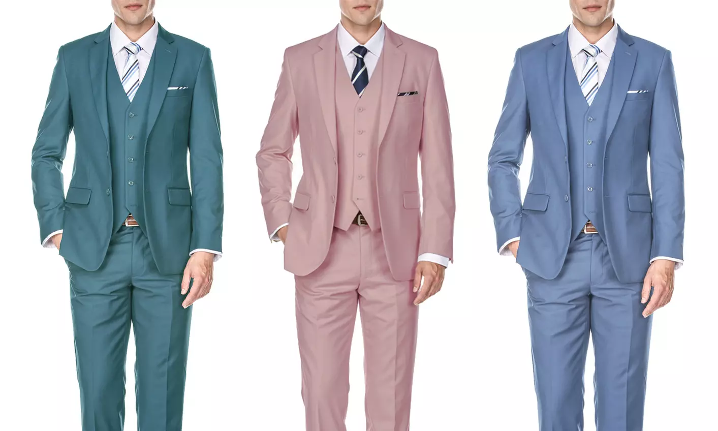 Men's Premium Slim Fit 3PC Suits (Slate Blue, Dusty Pink, Sea Green) - Primary Image
