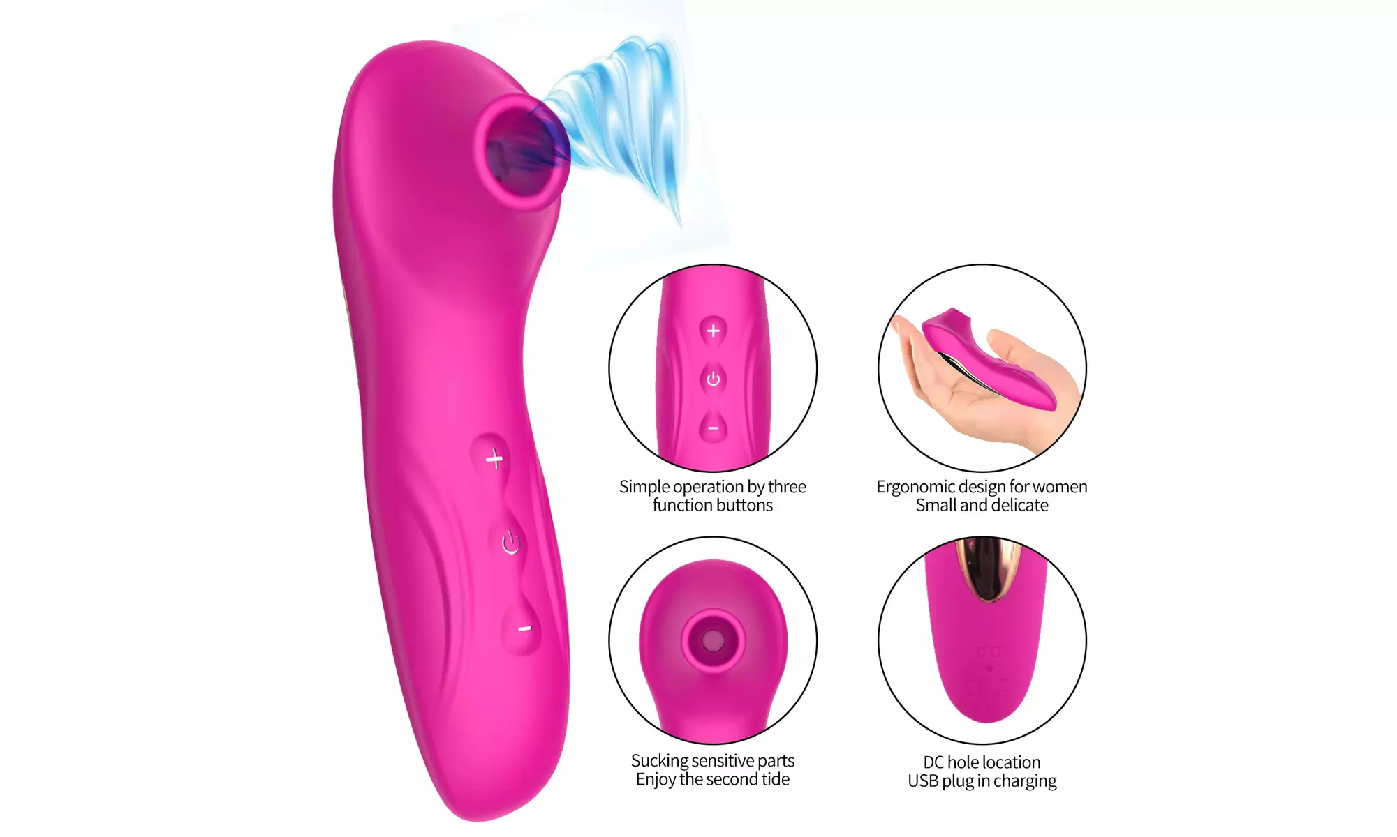 Clitoralis Handheld Stimulator 2 in 1 Sucking and Vibrating Toy
