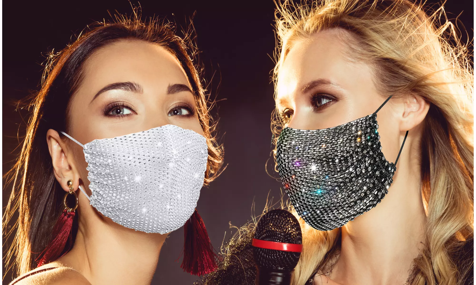 5-Pack Rhinestone Crystal Face Cover for Women - Second Medium