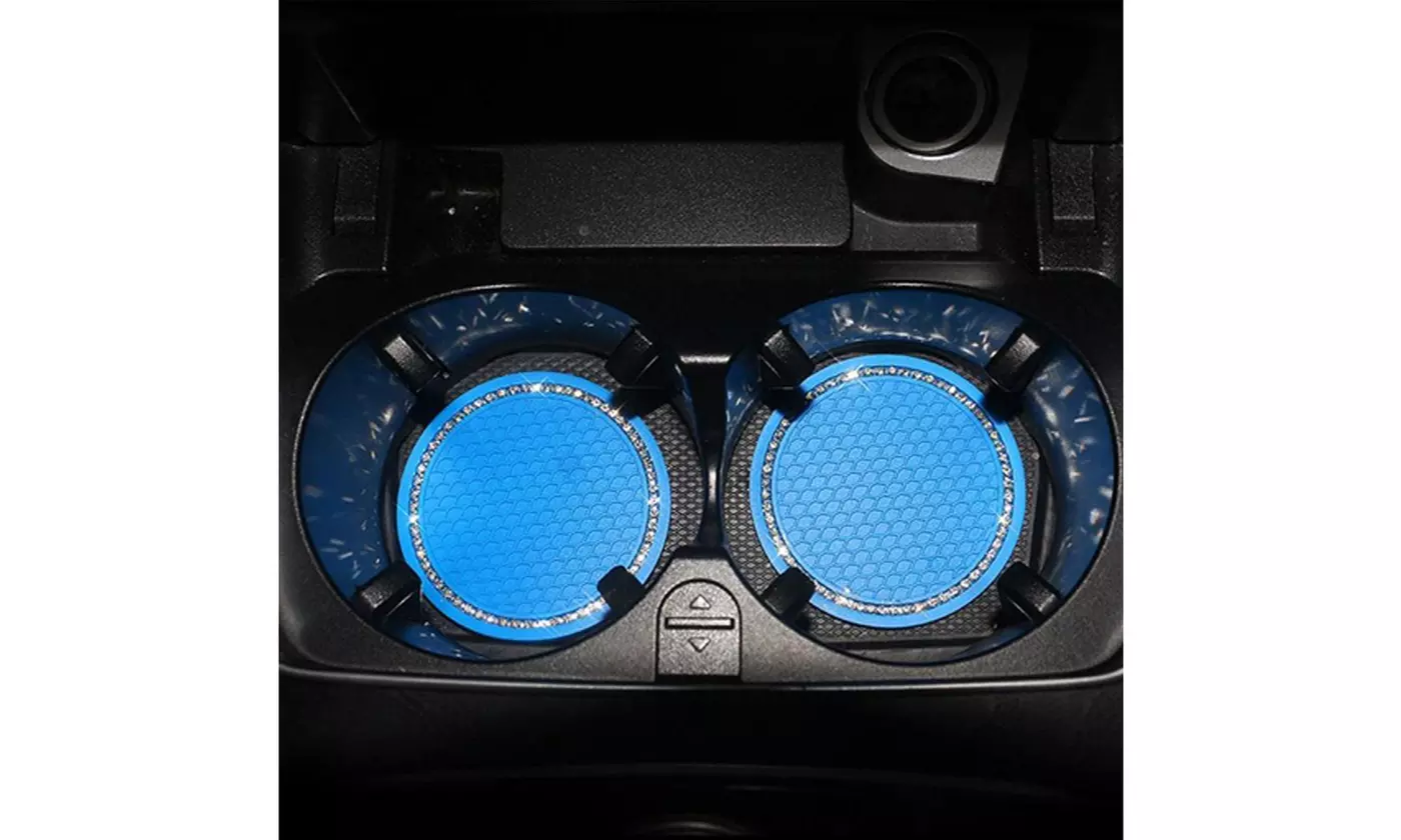2Pcs Bling Coasters Car Cup Holder Insert Universal Mug Anti Slip 