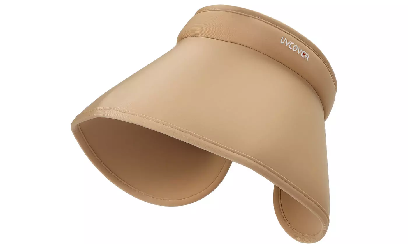 Women Wide Brim Roll-Up Ponytail Summer Sun Visor Hat UV Protection
