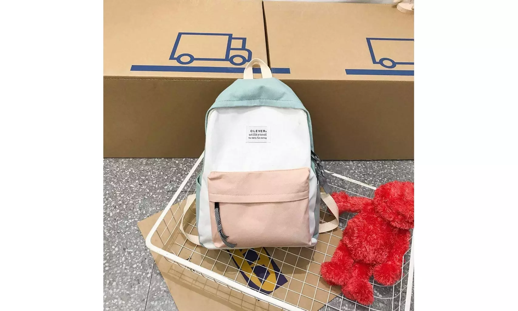 YaoyaoK Corduroy School Backpacks Simple Backpack Solid Color - Primary Image