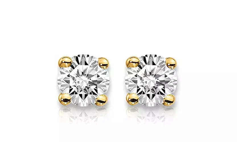 14k Yellow Gold 1 Carat  Lab Grown Diamond Stud Earrings. - Primary Image