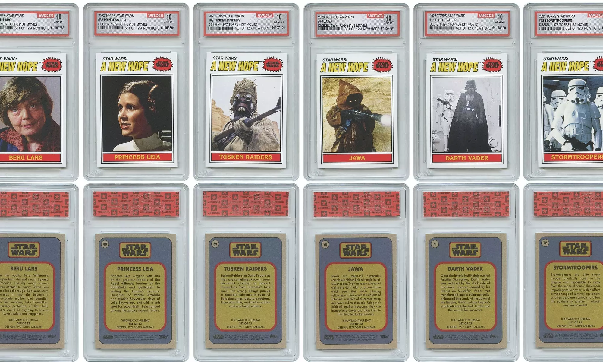 STAR WARS TOPPS Rare 1977 Card Designs - All Graded Gem Mint 10 - Set of All 12