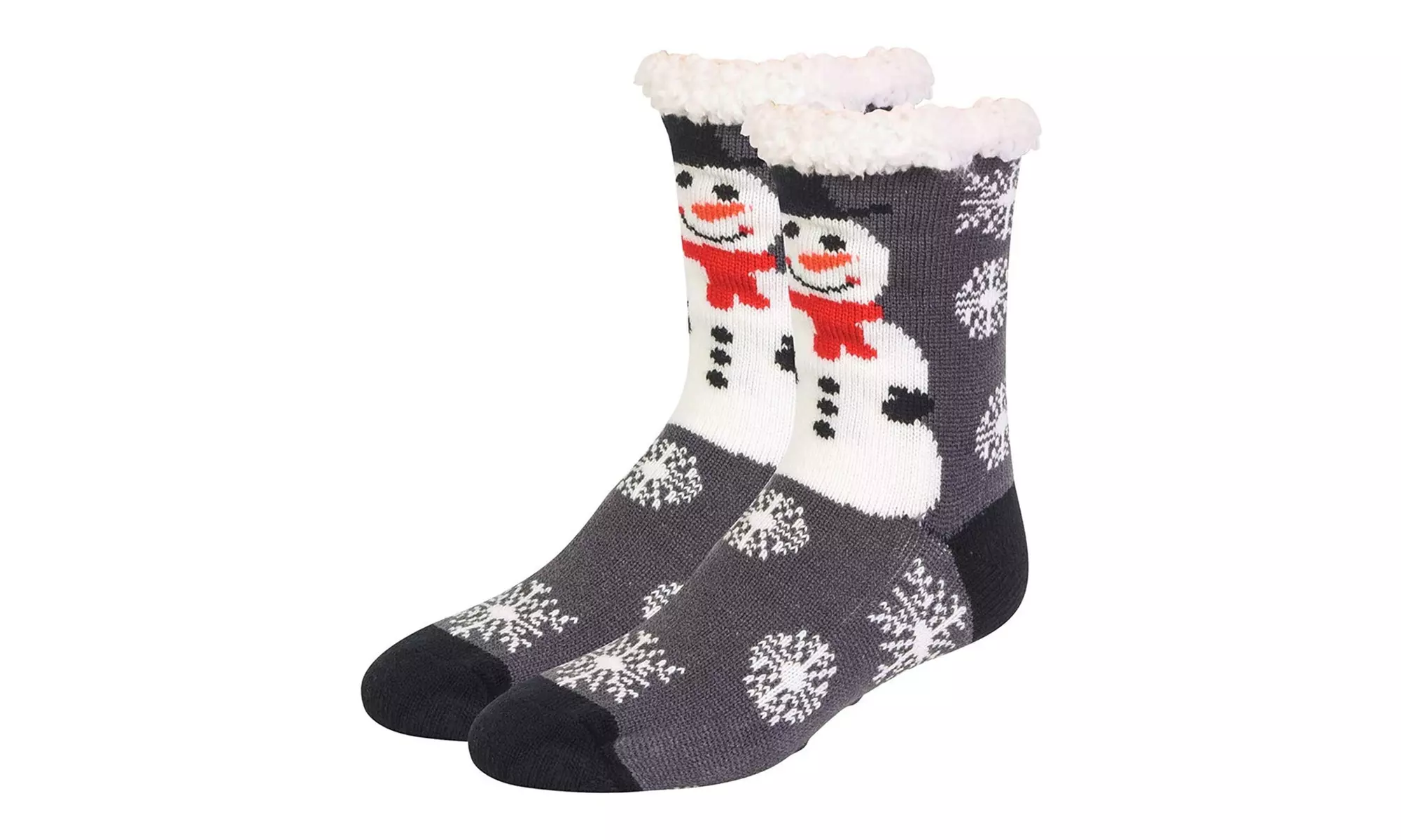 Women's Sherpa Fleece Lined Christmas Cozy Fuzzy Slipper Socks With Grippers