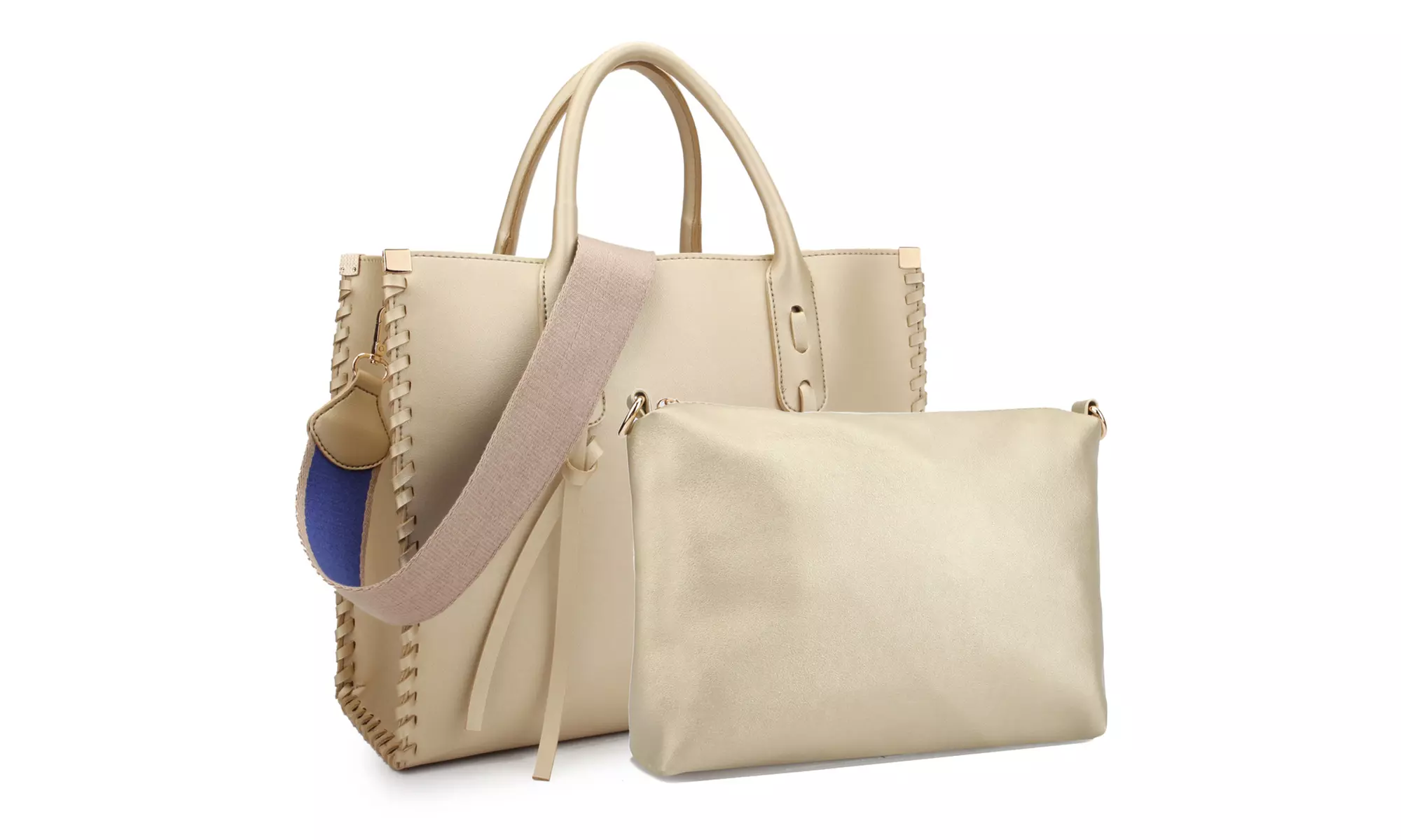 MKP collection Women's Medium Classic Satchel with Front Crosshatch patch Design - Second Medium