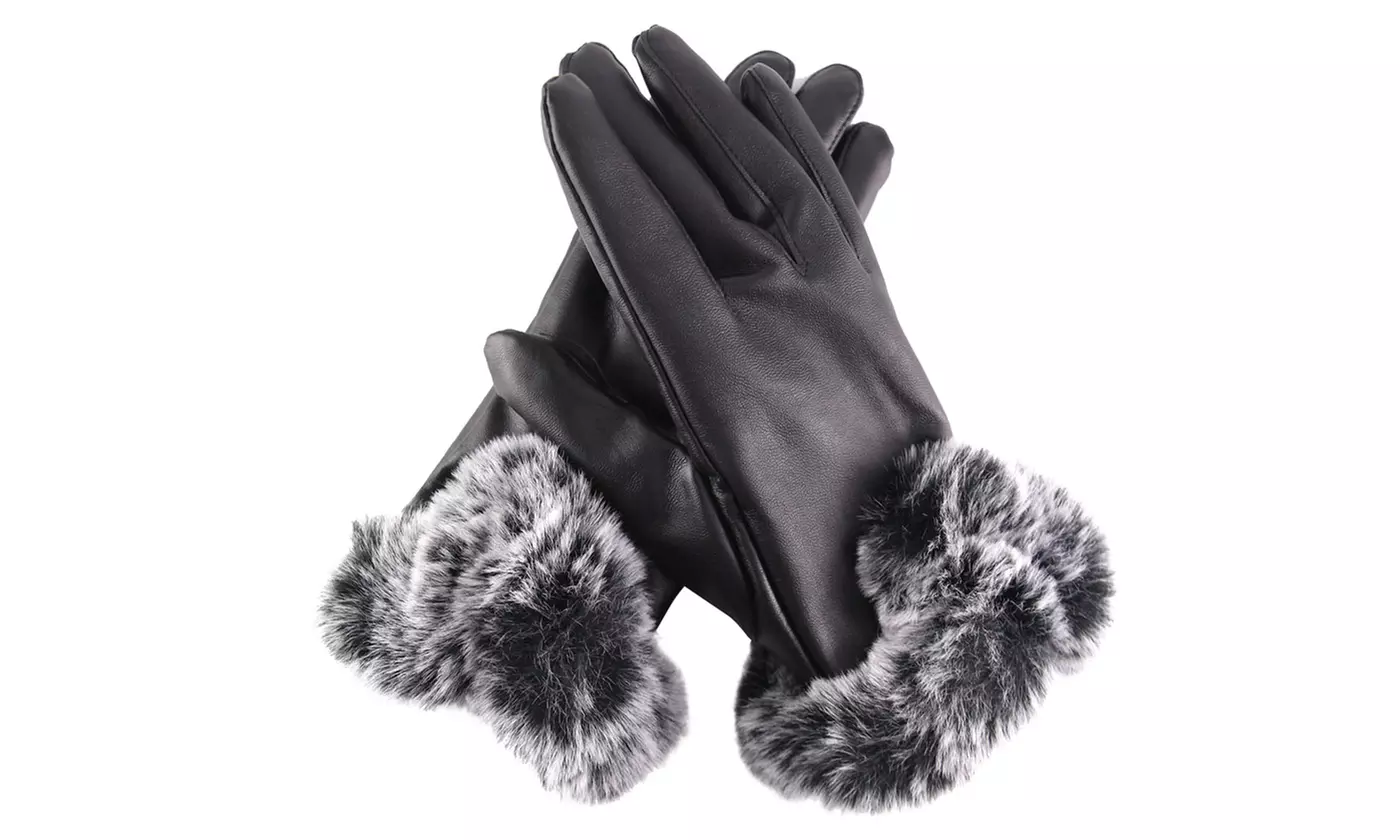 Women's Winter Warm Faux Fur Touchscreen Gloves