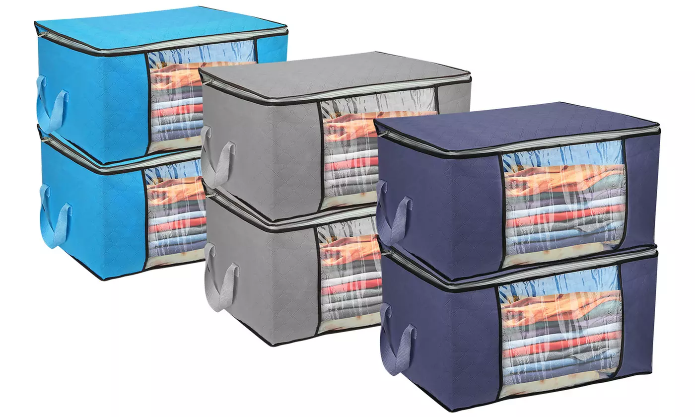 NewHome 90L Foldable Clothes Storage Bags with Window Closet Organizer (2-Pack)