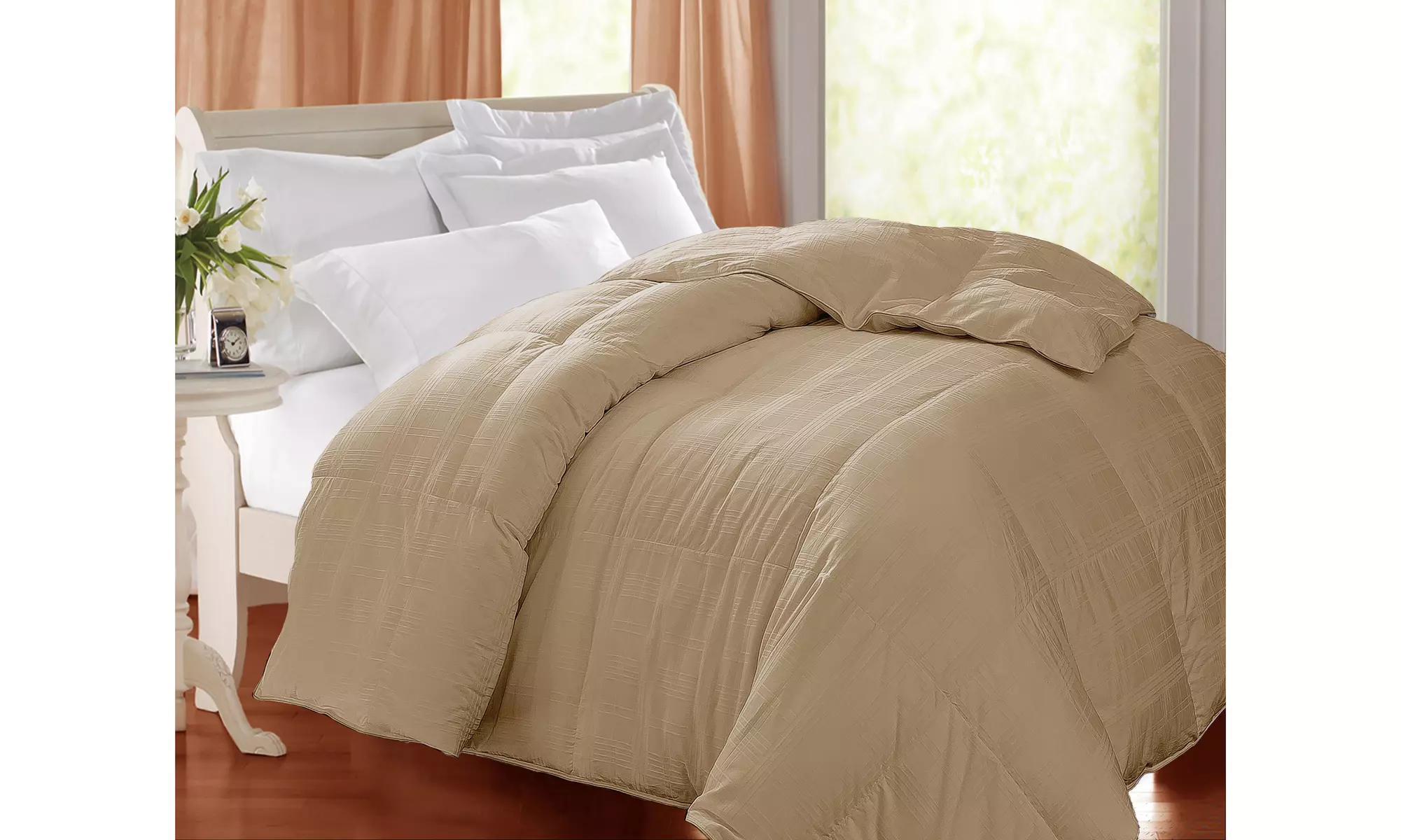 400 Thread Count Windowpane White Goose Down Comforter  - Second Medium