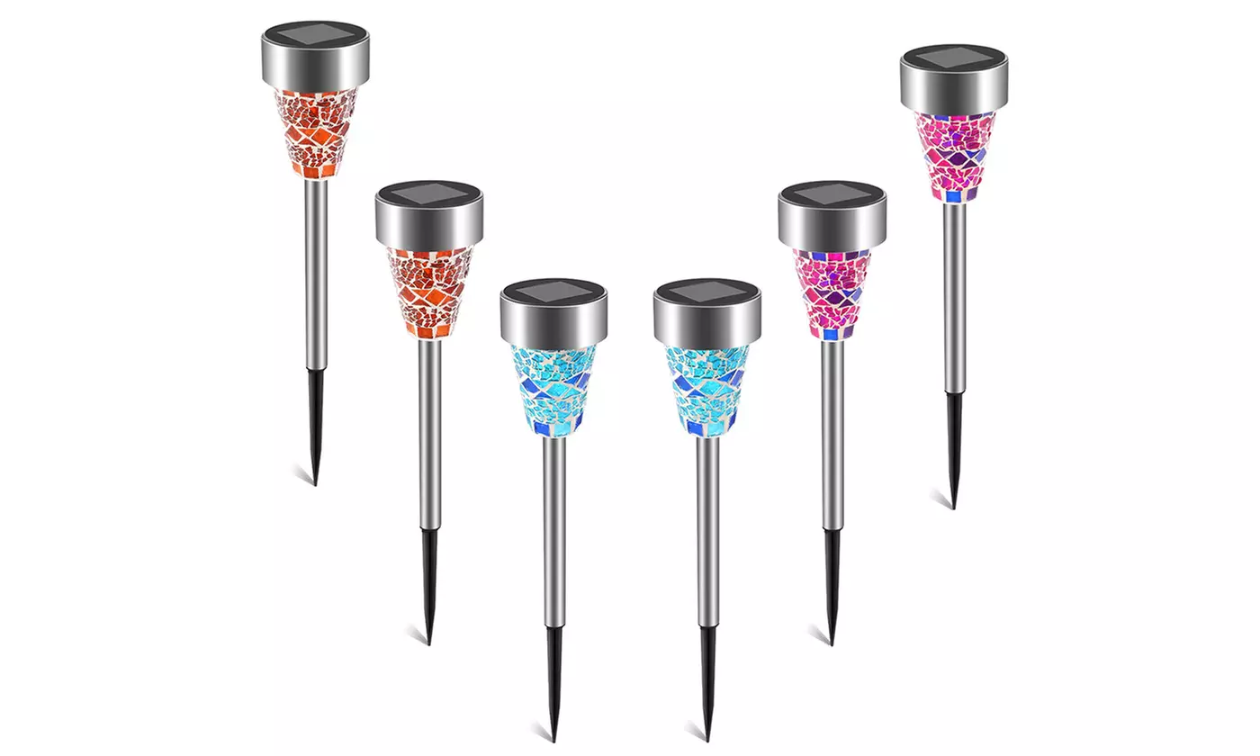 SolarEK LED Garden Mosaic Glass Pathway Solar Lights (6 or 12-Pack)