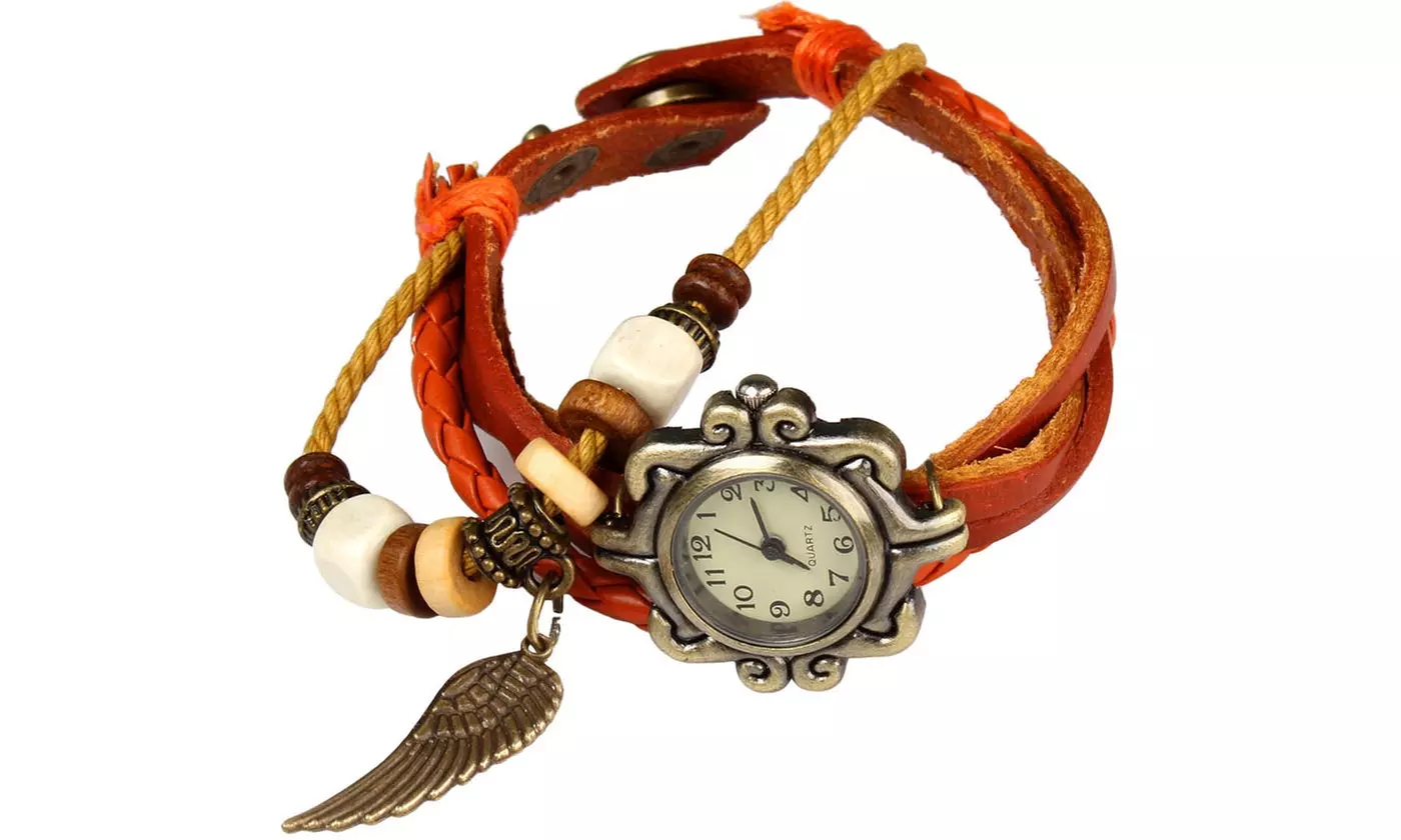 Women's Vintage Bohemian Vegan Leather Watch  (Charm And Color Choices)