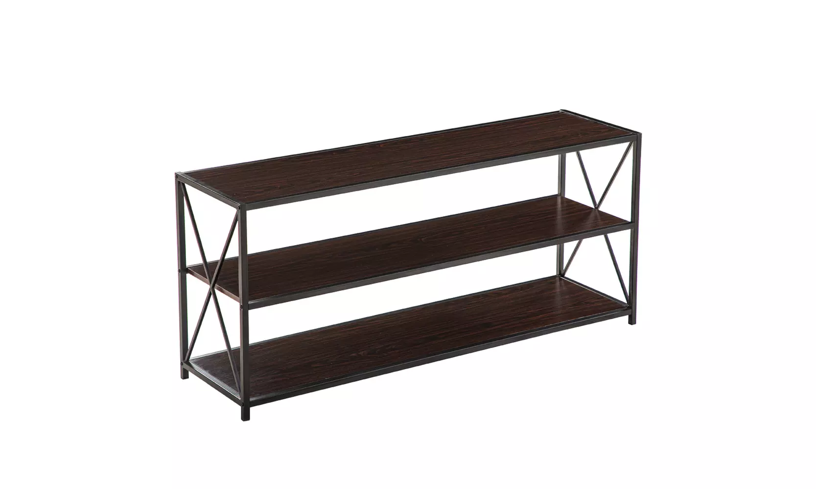 Three-Layer Console Table Cross Porch Table Side Crossing Black Walnut Color - Primary Image