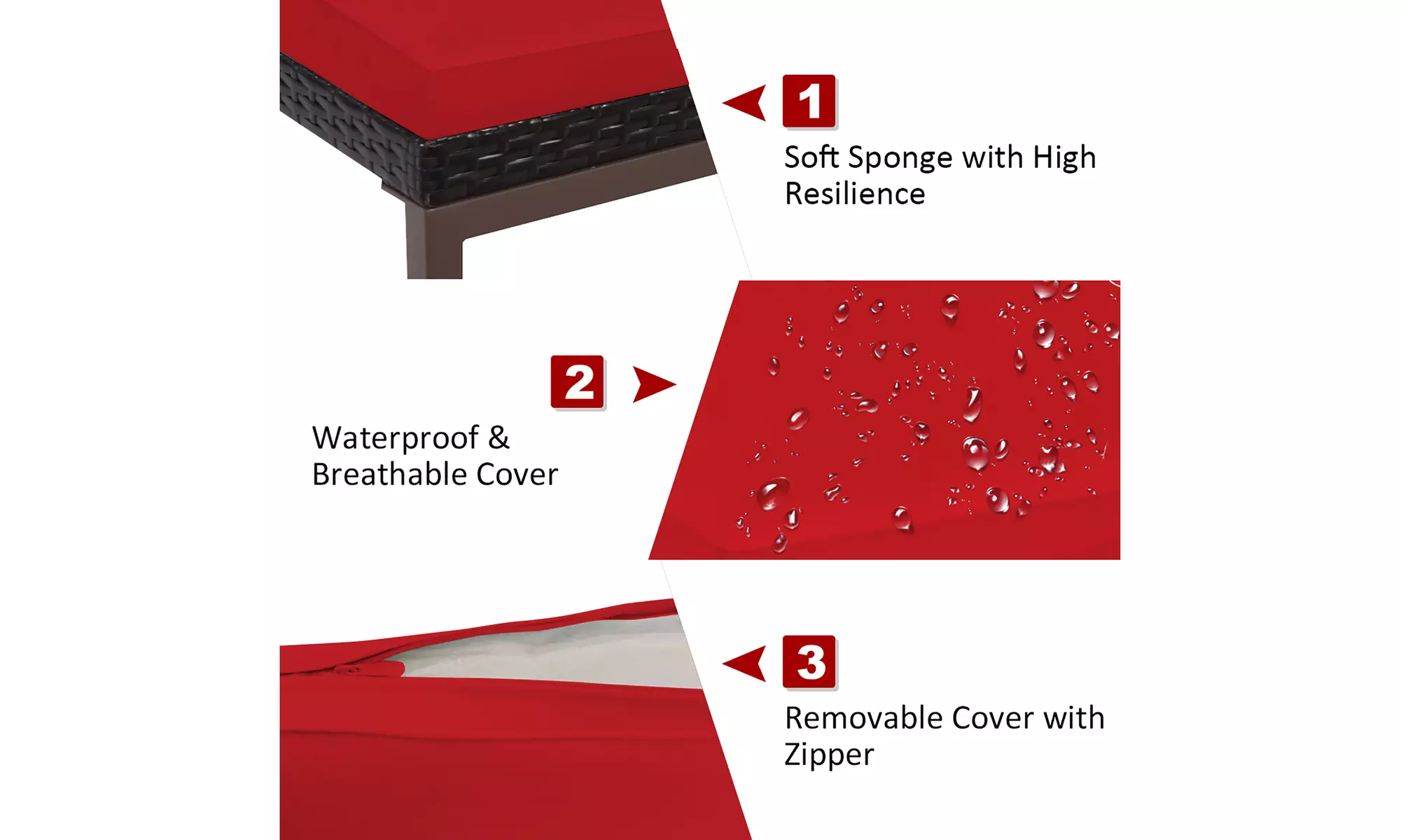 Costway 2PCS Patio Rattan Lounge Chair Chaise Recliner Back Adjustable Cushion