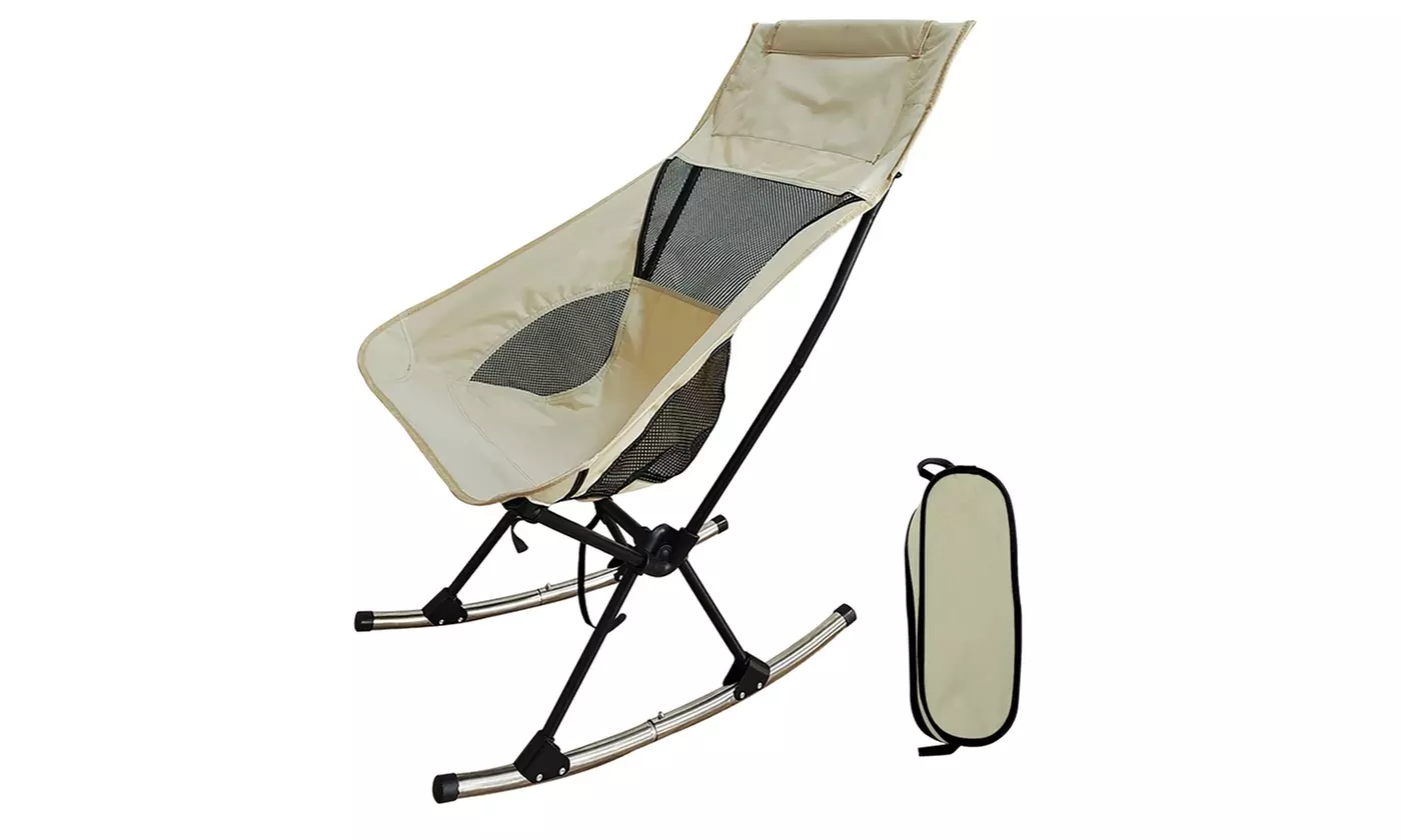 LakeForest Foldable Lawn High Back Camping Rocking Chair