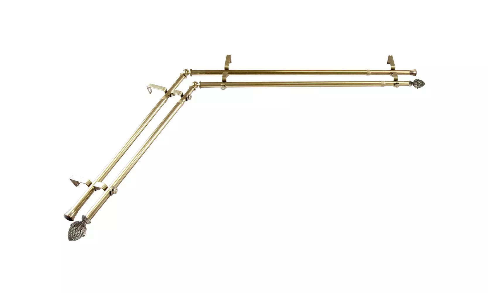 Rod Desyne  Gland 13/16" Double Corner Window Curtain Rod  - Antique Brass - Primary Image