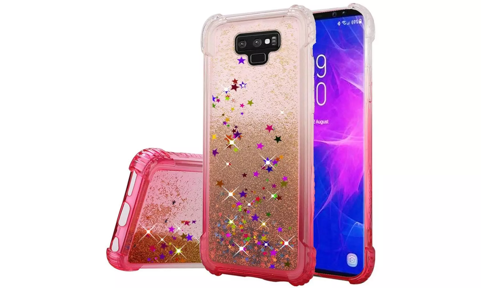 For Samsung Galaxy Note 9 Two Tone Color Design Quicksand Hard TPU Glitter Case - Primary Image