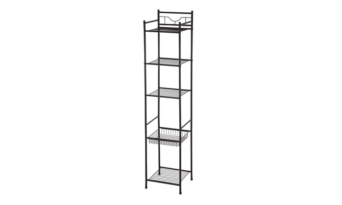 5 Tier Bathroom Shelving Tower Unit Storage Rack Corner Shelf