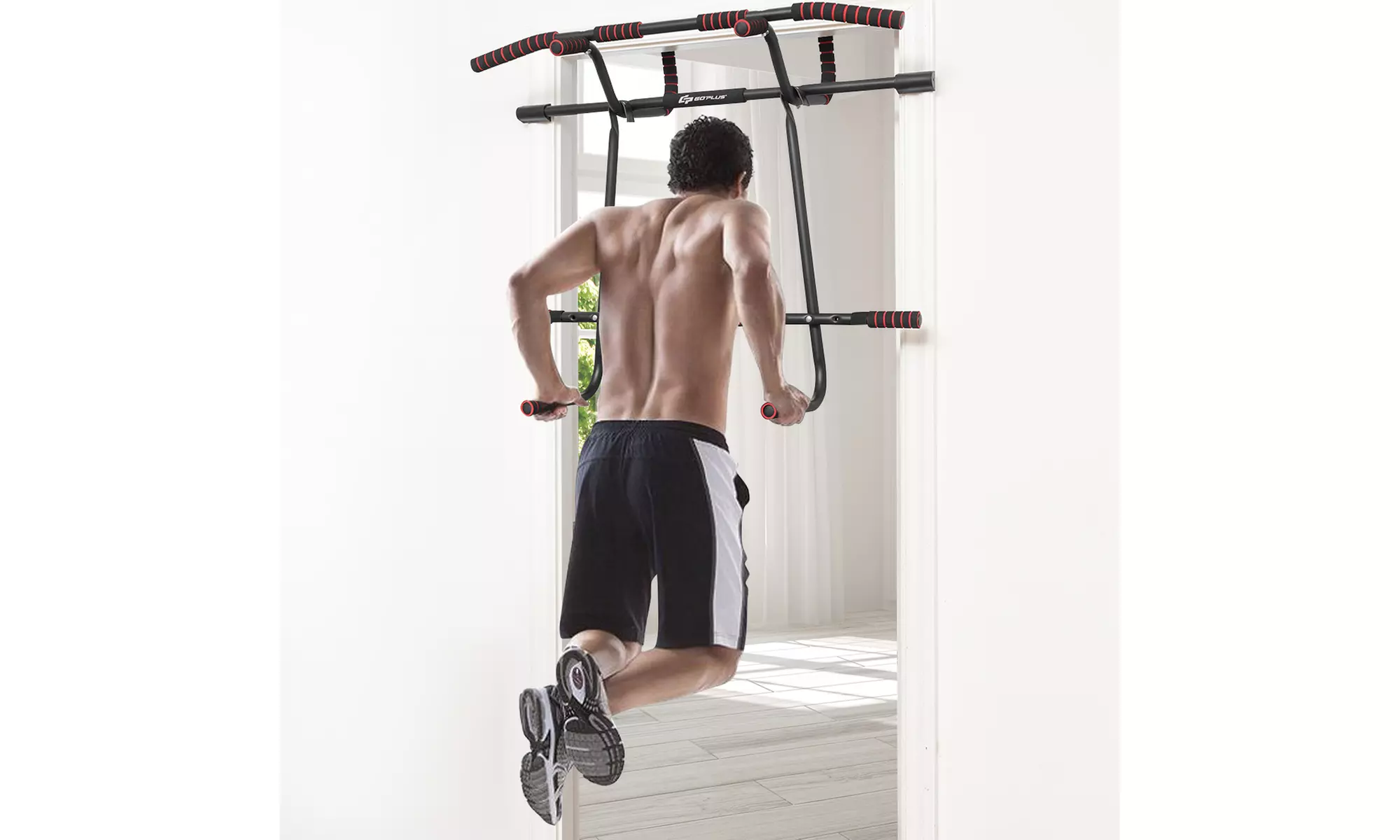 6-in-1 Multi-Purpose Pull Up Bar Doorway Chin-Up Bar W/Foam Grip Large Hooks Gym - Primary Image