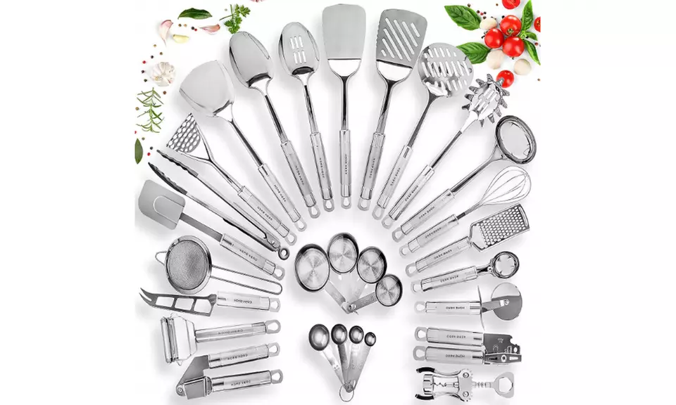 Home Hero Stainless Steel Kitchen Utensil Set - 29 Cooking Utensils - Primary Image