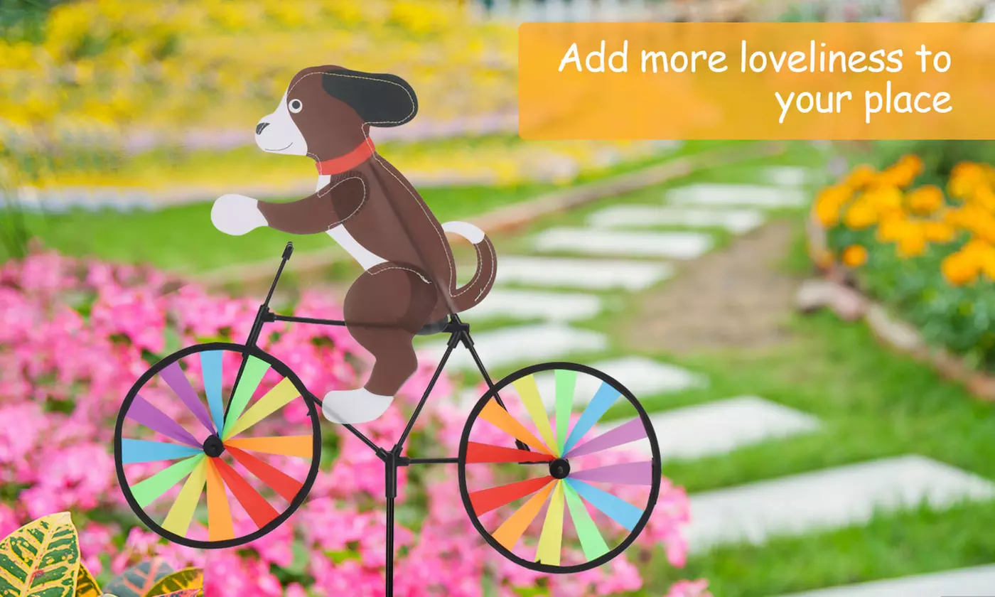 20" Animal Bike Wind Spinner Windmill Garden Funny Cat Dog Whirligig Pinwheel 