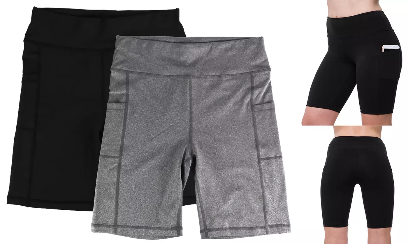 Women's Waist Workout Yoga Short Biker Shorts Workout Shorts Yoga Side Pockets
