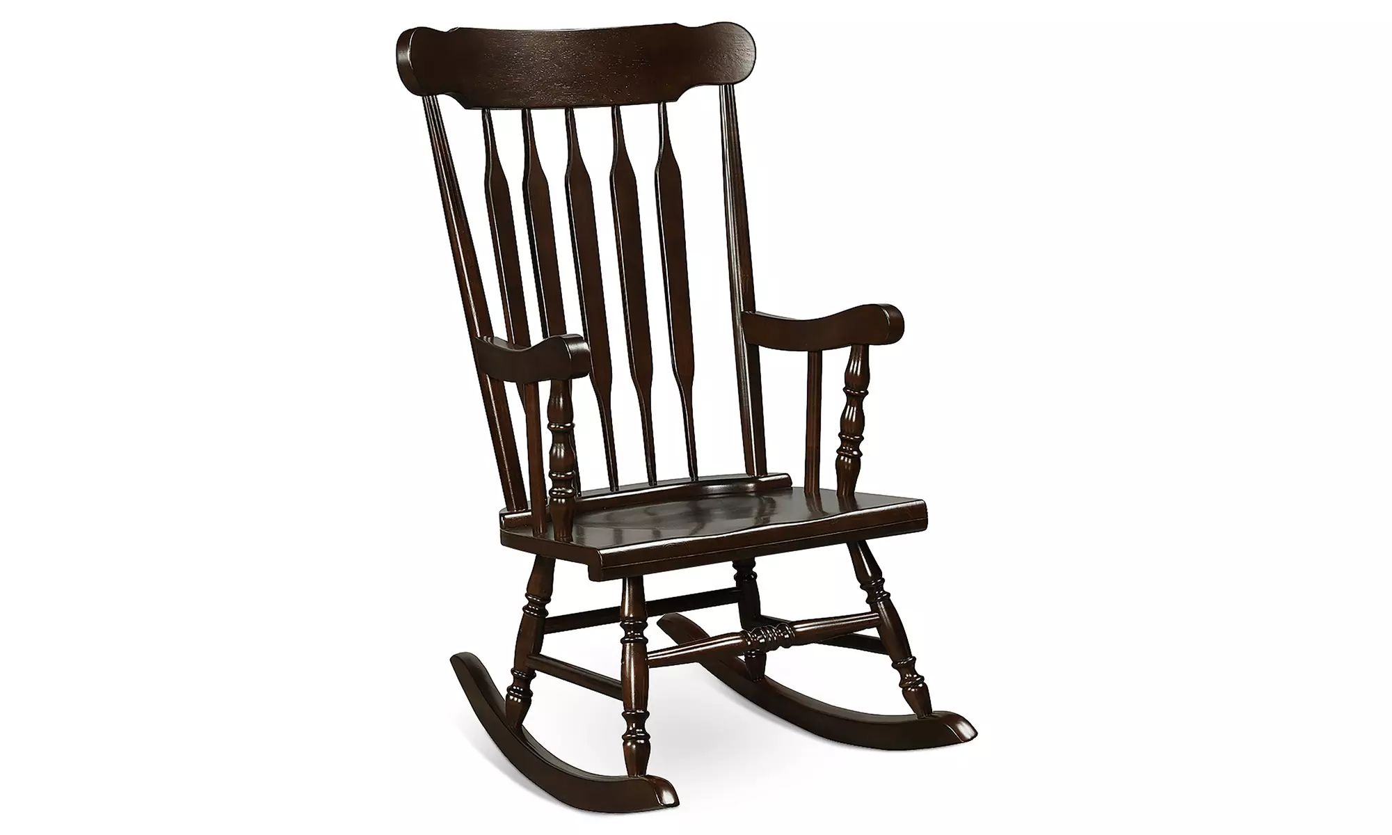 Costway Solid Wood Rocking Chair Porch Rocker Indoor Outdoor Seat Glossy Finish - Primary Image
