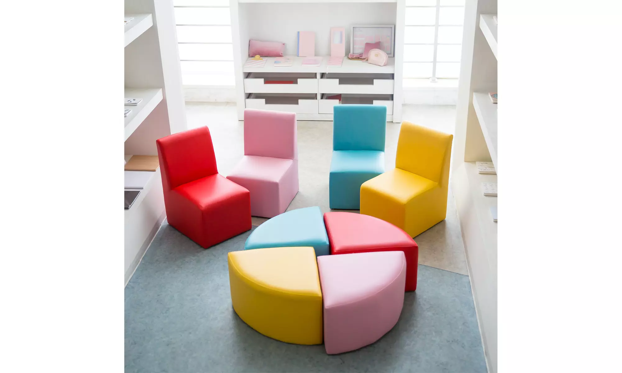 Kinbor Kids Sectional Sofa Preschool Chairs Toddlers Activity Table Chair Set - Primary Image