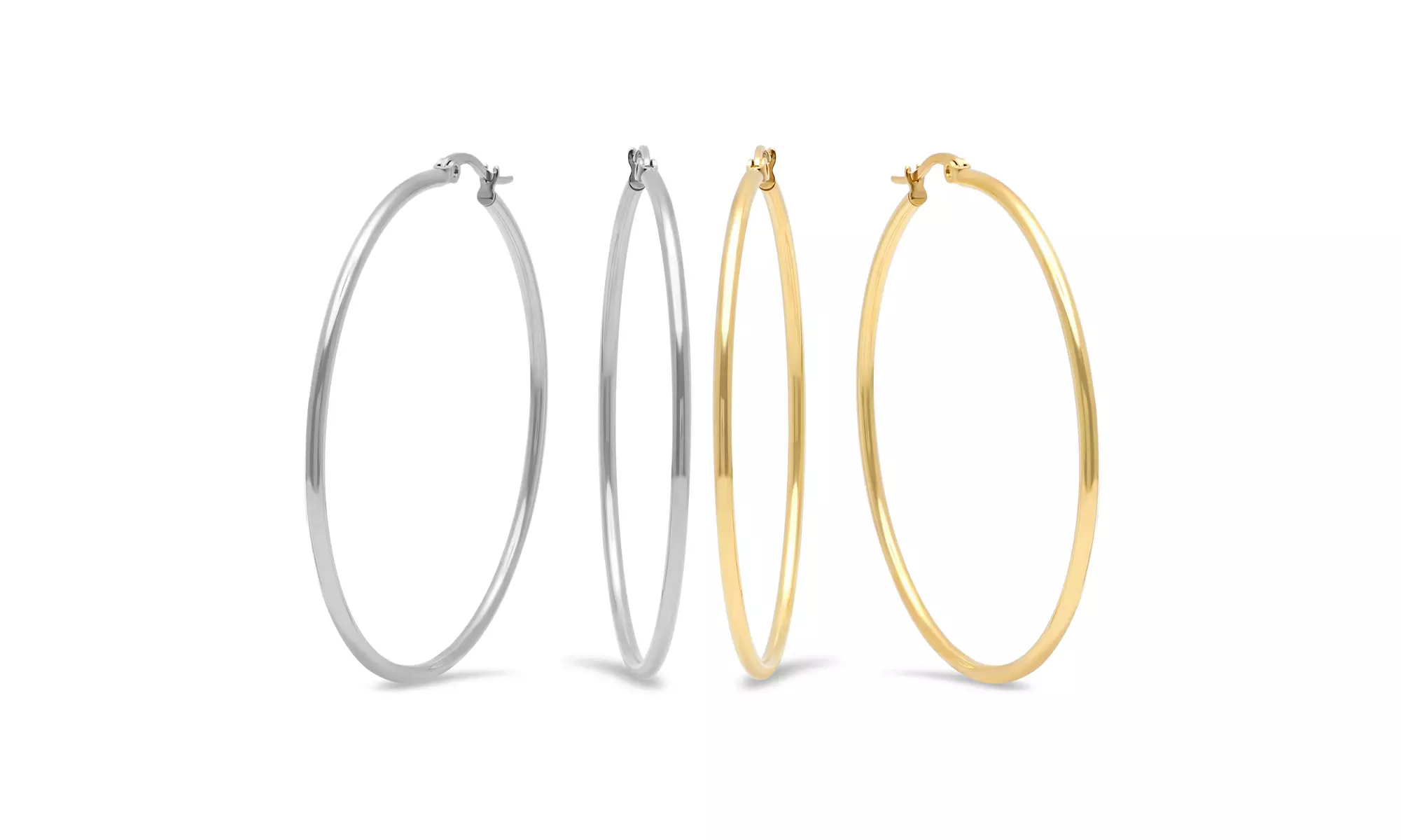 Set of 2 stainless Steel 50mm Hoop Earrings