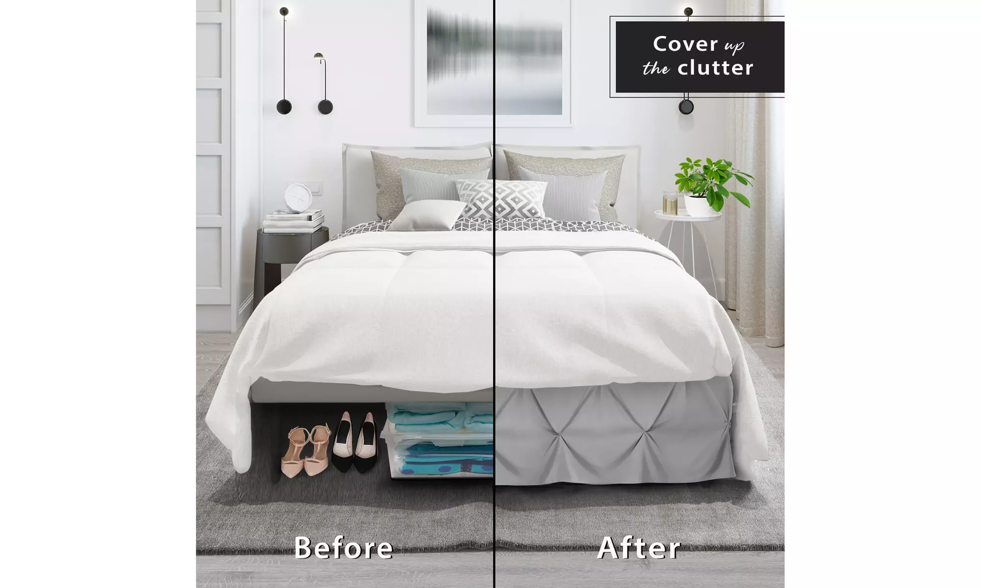 Nestl Pinch Pleat Bed Skirt - 14 inch Tailored Drop Pintuck Dust Ruffle
