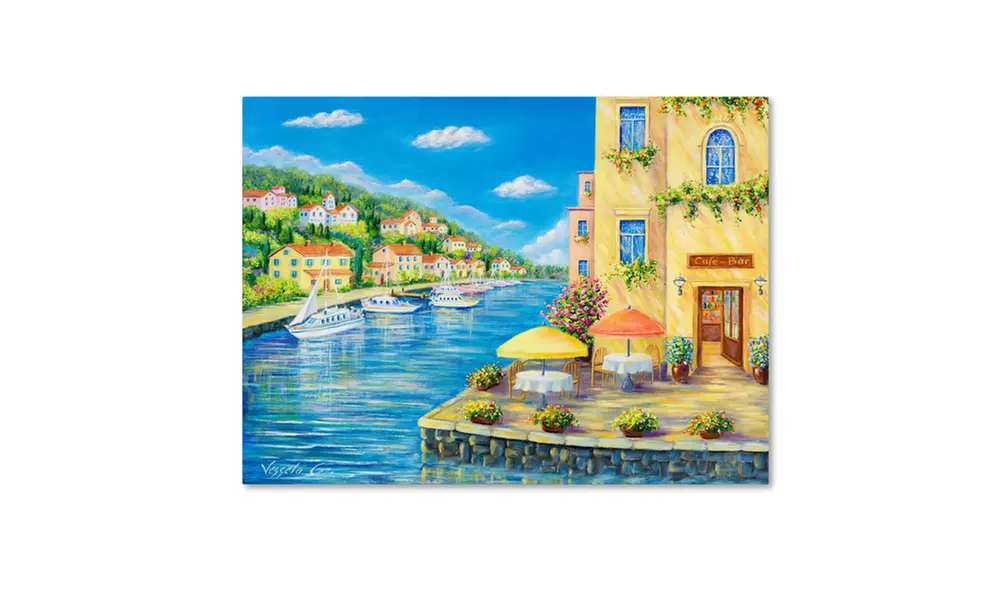 Vessela G. 'Cafe on the Water' Canvas Art - Primary Image