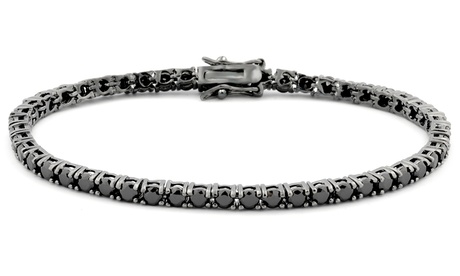 Fine Classic Black Tennis Bracelets With Gift Box By Sophia Lee Line Brass Black Cubic Zirconia Cubic Zirconia