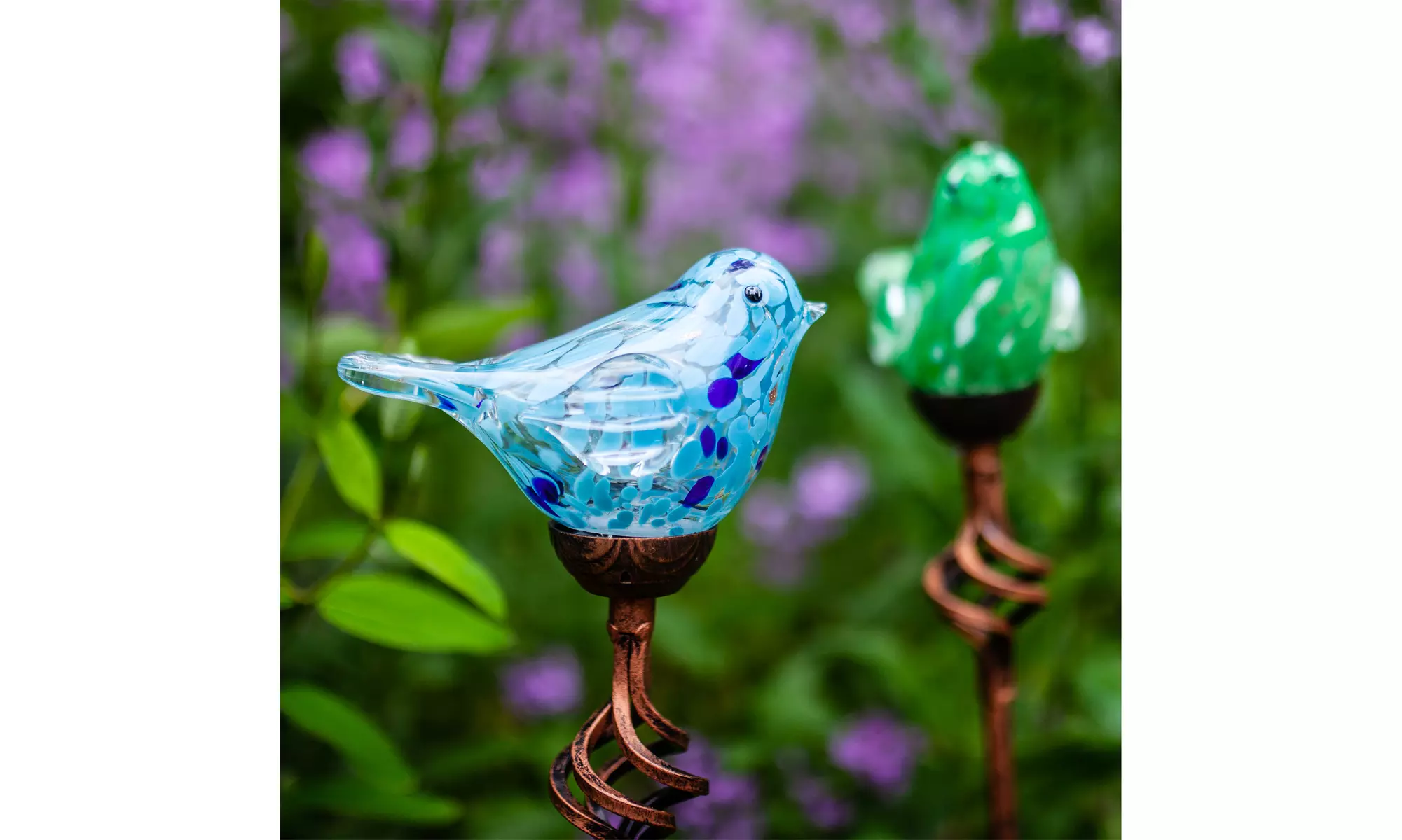 Exhart Solar Pearlized Hand Blown Glass Bird Garden Stake, 6 by 31 Inches - Primary Image