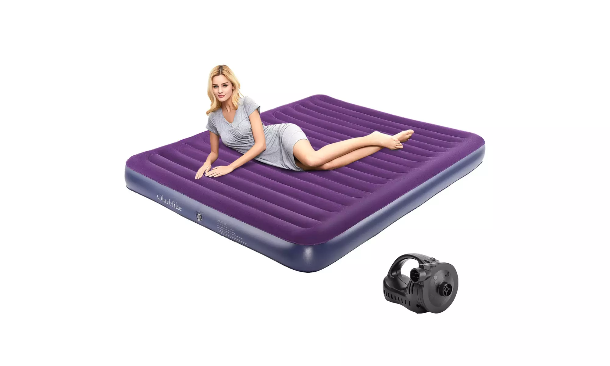 OlarHike Queen air mattress, inflatable single high air bed - Primary Image
