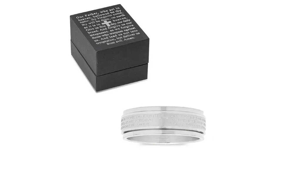  Stainless Steel Our Father Prayer Band Ring