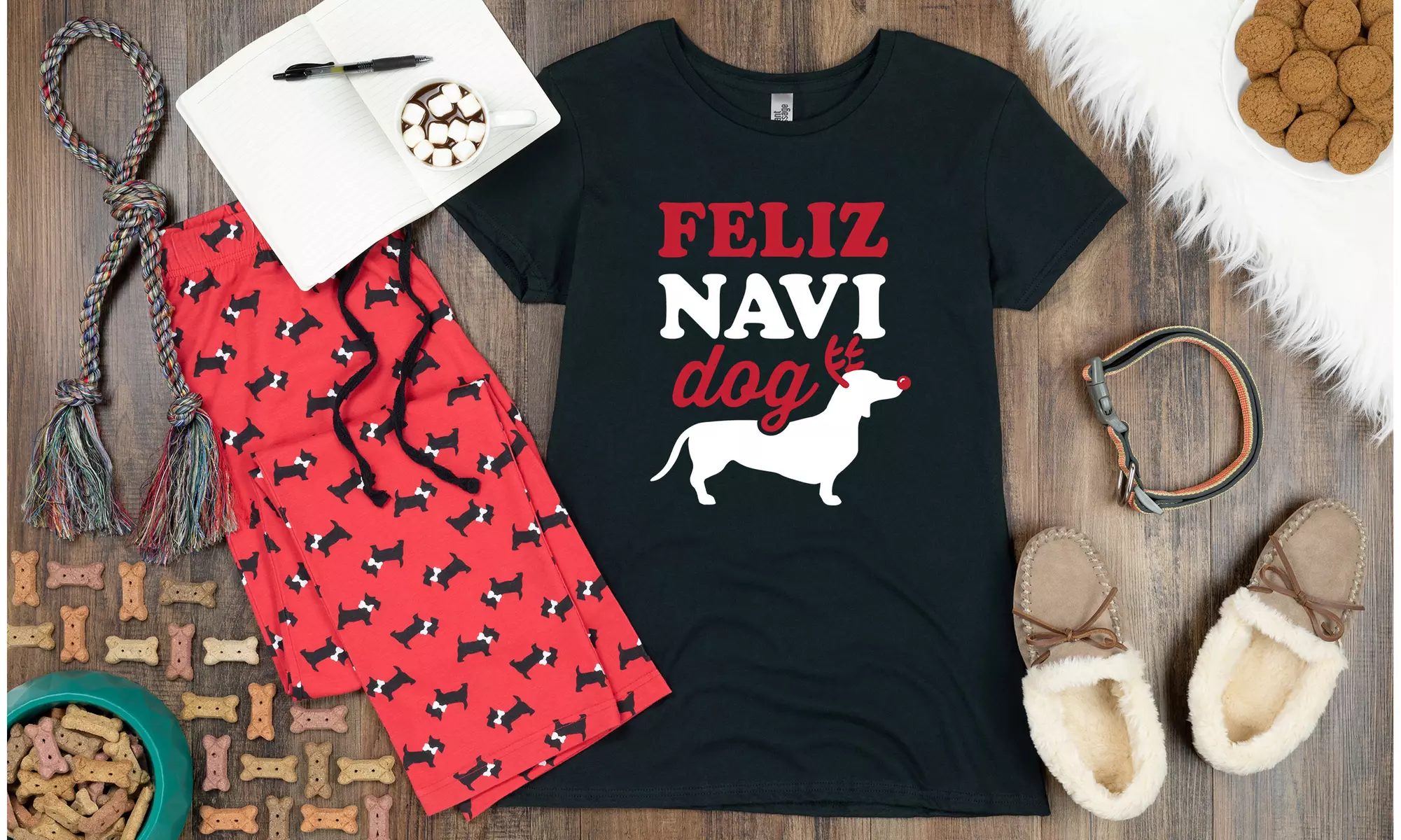 Nap Chat: Dog Print Christmas Pajamas - Primary Image